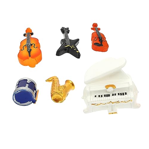 6St simulierte Ornamente für Musikinstrumente gitarrenmodell Mini-Gitarre Mini-Ornamente Dekoration für Musikzimmer Miniatur-Musikinstrument Saxophonmodell Harz Colorful MOLUCKFU von MOLUCKFU