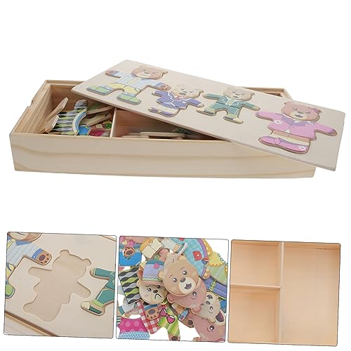 MOLUCKFU 1 Satz Ankleide-Puzzle interaktives Puzzle rätselbuch Lernspiel The Animals Tierpuzzlespiel für pädagogisches Tierpuzzlespielzeug Kinderpuzzle Holz von MOLUCKFU