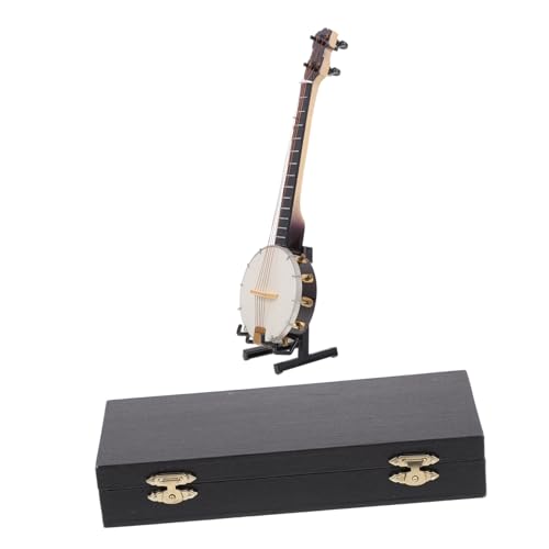 MOLUCKFU 1 Satz Banjo-Modell simuliertes Banjo und Ständer Mini-Banjo-Instrument wohnungseinrichtung wohnungsdeko Banjo-Dekoration Banjo mit Ständer und Koffer Saiten (Kupferdraht) von MOLUCKFU