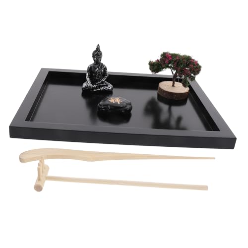 MOLUCKFU 1 Satz Bürodekoration im Zen-Stil Zen-Garten für den Schreibtisch Desktop- büro Dekoration Office Decoration Schreibtisch Zen-Garten Zen-Dekorationen für Zuhause hölzern von MOLUCKFU