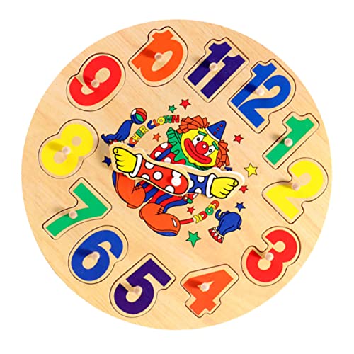 MOLUCKFU 1 Satz Clown aus Holz Uhr interaktives Puzzle Toys pädagogisches zeituhr Zeiterkenntnis- Uhr-Design- Puzzle-Uhr hölzern von MOLUCKFU