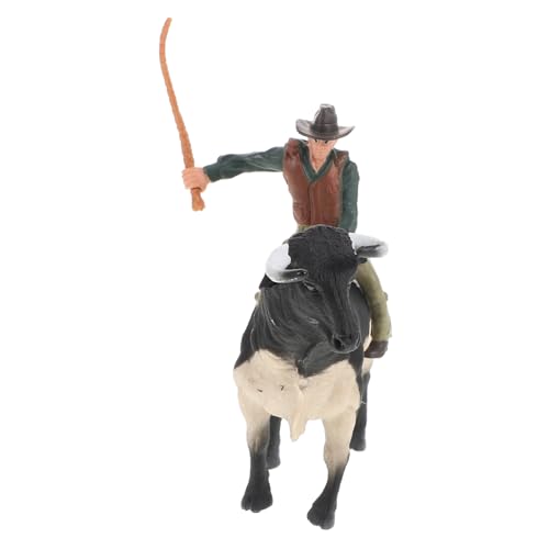 MOLUCKFU 1 Satz Cowboy-Modell Bullenmodell Rodeo Kuh Spielzeug Stierfigur Dekorative Stierstatue Cowboy-actionfigur Realistisch Stütze Spanische Stierstatue Stierdekoration Ferdinand Harz von MOLUCKFU