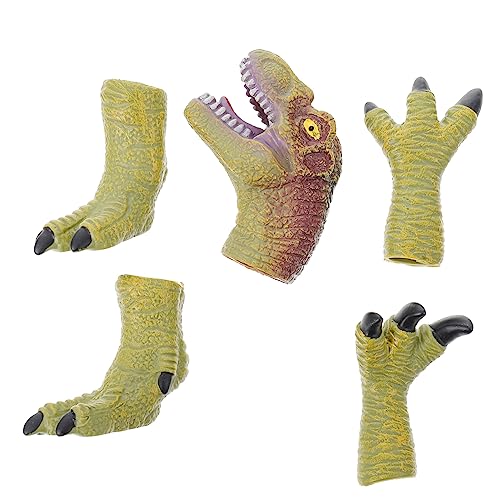 MOLUCKFU 1 Satz Dinosaurier-fingerpuppe Bade Fingerpuppen Tierisches Handpuppenspielzeug Tierpuppe Handschuhe Puppe Lebensechtes Handpuppenspielzeug Handpuppen Für Kinder Tiere Green Vinyl von MOLUCKFU