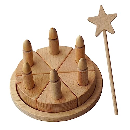 MOLUCKFU 1 Satz Feenkuchenkorb künstliche Geburtstagstorte Essen Kuchen küchenspielzeug für Kitchen Toys for zum Schneiden von Kuchen aus Holz pädagogisches von MOLUCKFU