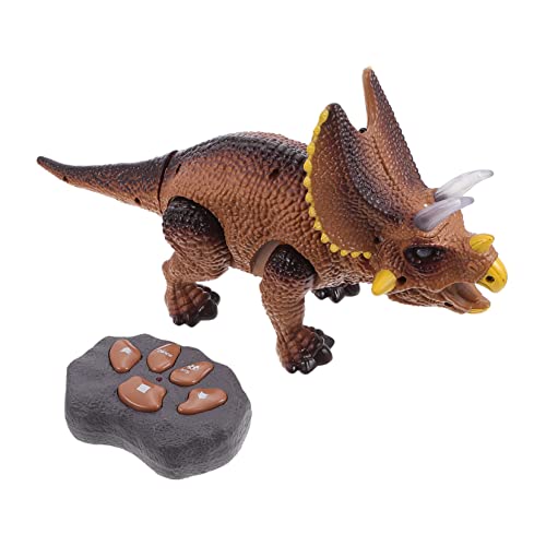 MOLUCKFU 1 Satz Fernbedienung Dinosaurier Leuchtende Dinosaurier Gehender Roboter-Dinosaurier Entfernter Dinosaurier Elektrische Triceratops Rc-Spielzeug Dinosaurier Spielzeug Plastik Brown von MOLUCKFU