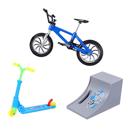 MOLUCKFU 1 Satz Fingerrad Fingerscooter Mini-Scooter Mini-fingerbike-Modell Brettspielspielzeug Fahrräder Für Kinder Puzzle-Spielzeug Mini-Skateboards Miniaturbausatz Fahrrad Plastik Blue von MOLUCKFU