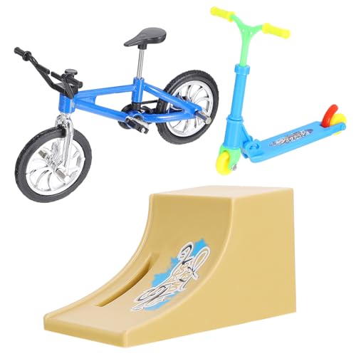 MOLUCKFU 1 Satz Fingerrad Mini-Fahrrad Roller Für Finger-Skatepark Sportroller Miniatur Mini-Board 1 Brett Finger-Skateboard Finger Fahrradrampe Blue Aluminiumlegierung von MOLUCKFU