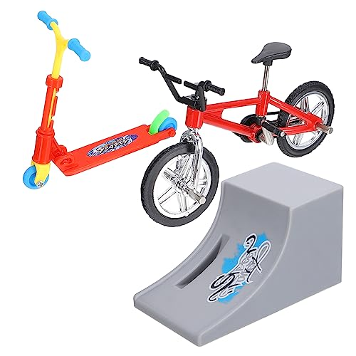 MOLUCKFU 1 Satz Fingerrad Miniaturbausatz Fahrrad Streichkit Sportroller Freizeit Schreibtischspiel Spielzeug Finger Faltbarer Roller Griffbretter Spielzeug Rot Aluminiumlegierung von MOLUCKFU