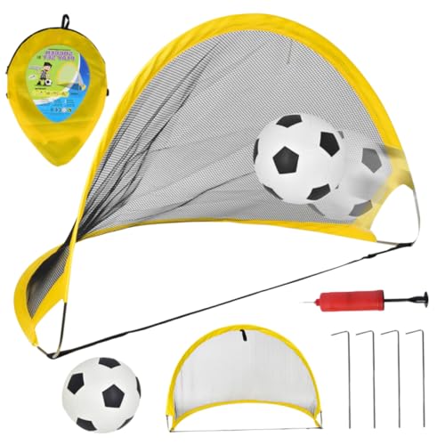 MOLUCKFU 1 Satz Fußballspielnetz Fußballnetz Spielzeugfußball Fußballtür Mini-Spielzeug Fußball-Tür-Spielzeug Fußballtor Ersatznetz für Fußball Yellow von MOLUCKFU