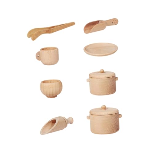 MOLUCKFU 1 Satz Holz Geschirr Set Obst Gemüse Tee Spielset Spielzeug Küchenessen Spielen Lernspielzeug Für Kinder Geschirrspielzeug Kinder Kochen Spielzeug Spielhaus-Tool Hölzern von MOLUCKFU