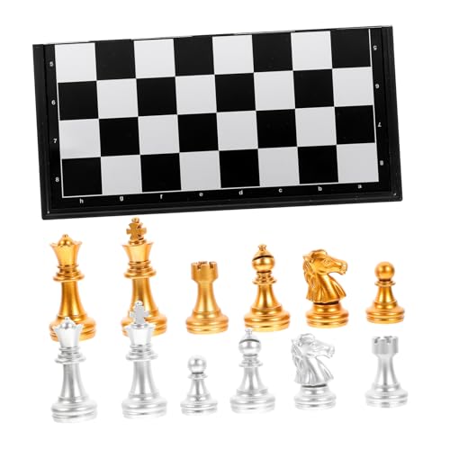 MOLUCKFU 1 Satz Internationales Schach Tragbares Schach Magnetisches Schach Faltbares Dame-brettspiel Tragbares Brettspiel Magnetisches Dame-brettspiel Freizeitspiel Plastik von MOLUCKFU