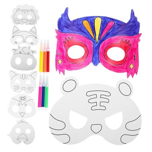 MOLUCKFU 1 Satz Leere Maske Ausmalen Fuchsmaske Leere Gesichtsmaske Maskenbau-kit Maske Aus Pappmaché Tiermasken Für Kinder Diy-graffiti-masken Leere Masken Zum Dekorieren Diy-masken Papier von MOLUCKFU