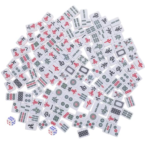 MOLUCKFU 1 Satz Mini-Mahjong Würfelspiel Mini-Tisch Dominotisch Mahjong-Spiel zu Hause Kachelspiele Mahjong Spiele Mahjong Game Chinesische Mahjong-Fliesen Mahjong-Kit Melamin von MOLUCKFU