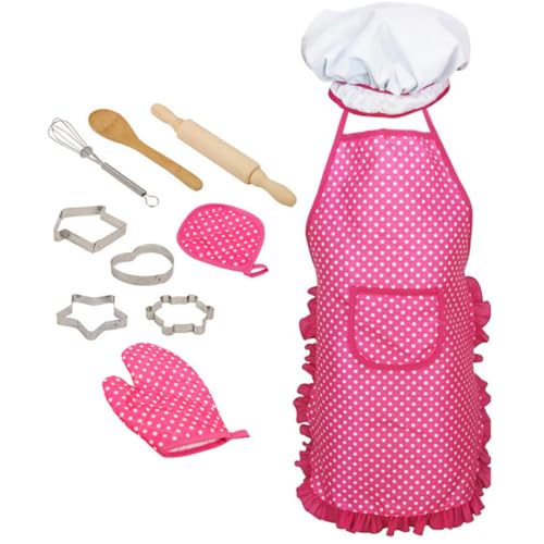 MOLUCKFU 1 Satz Performance-kostüm-Requisiten Klein Kinderkommode Kinderschürzen Kochen Kochkostüm Cosplay-kostüm-kit Kochmütze Und Schürze Für Rosy Stoff von MOLUCKFU