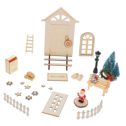 MOLUCKFU 1 Satz Puppenhaus-Dekorationsmodell entzückendes kleines Modell schönes Miniaturmodell Miniaturtüren für Bäume Weihnachtsdeko Weihnachtsminiaturen-Set Mini-Dekor hölzern von MOLUCKFU