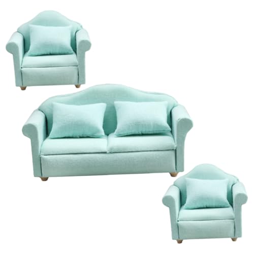 MOLUCKFU 1 Satz Puppenhaussofa grünes grüne Wohnkultur winziges Sofadekor Grünes Sofa puppenstubenmöbel Dollhouse Furniture Mini-Sofamodell mit Blumenmuster Miniaturmöbel Stoff Green von MOLUCKFU