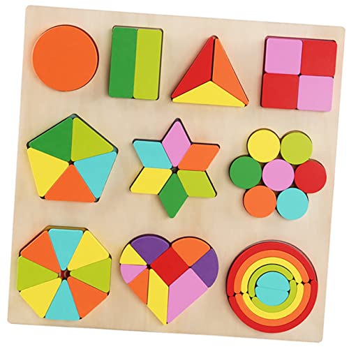 MOLUCKFU 1 Satz Puzzle Der Frühen Bildung Geometrisches Passendes Holzspielzeug Geometrieform Kognitives Regenbogen-bausteine Frühpädagogisches Holzbausteine Hölzern von MOLUCKFU