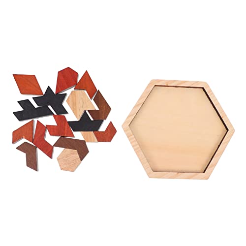 MOLUCKFU 1 Satz Puzzle-bausteine Spielzeug Sechseck-Puzzle Rätsel Zum Frühen Lernen Tangram-Puzzle Lustiges Puzzle Hochwertiges Holz von MOLUCKFU