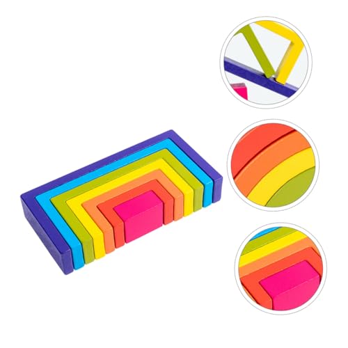 MOLUCKFU 1 Satz Quadratische Regenbogen-bausteine Kindergartenbedarf Bausteine ​​Bauen Geometrischer Block Colorful Hölzern von MOLUCKFU