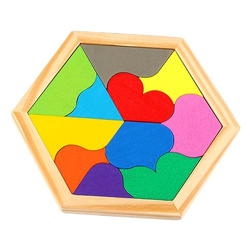 MOLUCKFU 1 Satz Rätsel Zum Frühen Lernen Kinder Rätsel Puzzle Mit Geometrischer Form Für Kinder Rätsel Für Puzzles Für Sechseck-Puzzle Geometrie Rätsel Kinderspielzeug Hölzern Colorful von MOLUCKFU