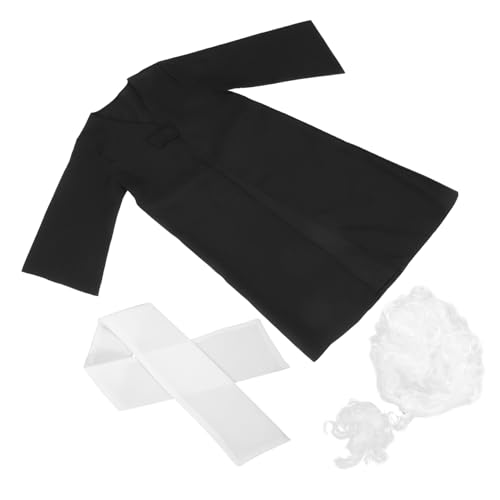 MOLUCKFU 1 Satz Richteruniform für Wissenschaftler Kostüm Piratenzubehör für perücke Richtermantel für Kleinkinder Karriere-Rollenspielkostüm Polyester Black von MOLUCKFU