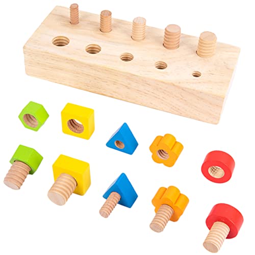 MOLUCKFU Spielsachen 1 Satz Schraube Babyshowergeschenk Kindergarten Kinderhaben Farberkennungsspielzeug Kinderspielzeug Passendes Kleinkindpuzzle Lernspielzeug in Form Hölzern Colorful Baby Spielzeug von MOLUCKFU