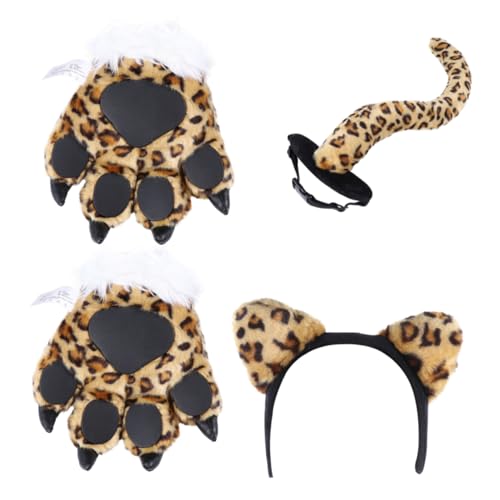 MOLUCKFU 1 Satz Schwanzhandschuh Maske Kostüm Fell Wolf kinderkleidung kleidung thesoapery outfit costume Schmuck-Requisite Dekoration Anzug Simulation Plüsch Leopard von MOLUCKFU