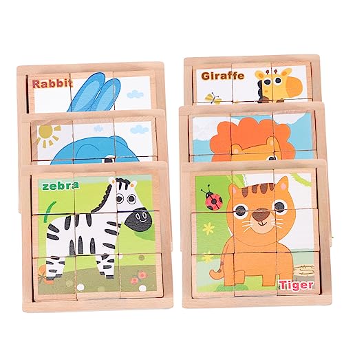 MOLUCKFU 1 Satz Sechsseitige Malerei Bausteine Cartoon Puzzle Kinderspielzeug Lernspielzeug Kinder Tangram Kindergarten Sortierpuzzles Puzzle Montessori Spielzeug Puzzle von MOLUCKFU