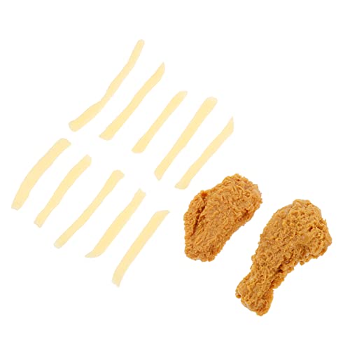 MOLUCKFU 1 Satz Simulation Hähnchen und Pommes Frites PVC-Lebensmittel Huhn künstliche Nahrung Pommes-Modell hühner Spielzeug Simulation Pommes-Frites-Modell Lebensmitteldekoration aus PVC von MOLUCKFU