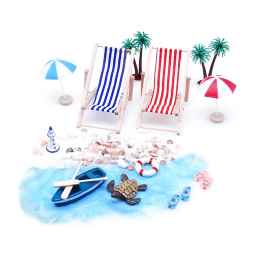 MOLUCKFU 1 Satz Strandkorb-Set Miniatur-hausornament Mini-stranddekoration Mikro-strandzubehör Mikrolandschafts-kinderspielzeug Mikro-sommerszenen-dekor Mini-Ornament Im Strandstil Plastik von MOLUCKFU