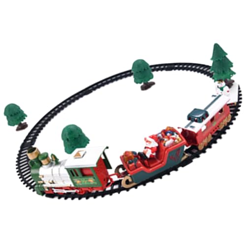 MOLUCKFU 1 Satz Unter Dem Baumzug Zug Um Den Weihnachtsbaum Herumfahren Kleines Eisenbahnspielzeug Mit Gleis Batterie-Zug- Weihnachtszug Spielzeug Santa-Zug-Eisenbahn Plastik von MOLUCKFU