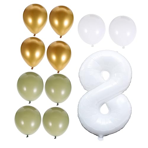 MOLUCKFU 1 Satz Zahlenballon Buchstabendekor Olivgrüne Luftballons Salbei Dekor Requisiten Für Partyballons Luftballons Für Geburtstagsfeiern 3 Ballon Nummer 8 Ballon Jubiläum Emulsion von MOLUCKFU