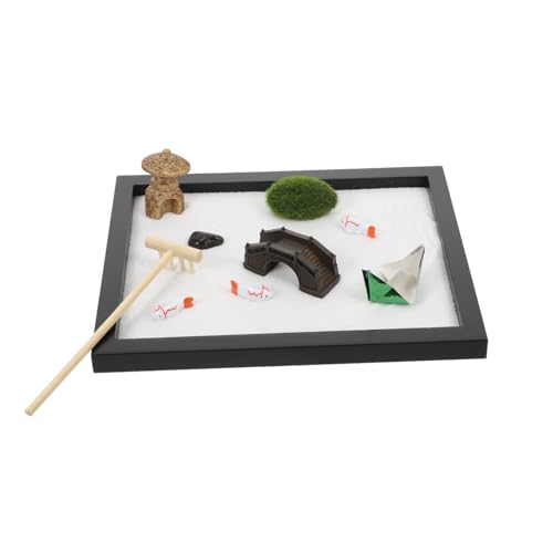 MOLUCKFU 1 Satz Zen-Sandtisch Dekorationen für Terrarien Esstischdekoration Bürodekorationen Haushaltskunst Schreibtisch Dekoration Home Decor Sandtischmodell Zen-Sandbox-Modell Harz Black von MOLUCKFU