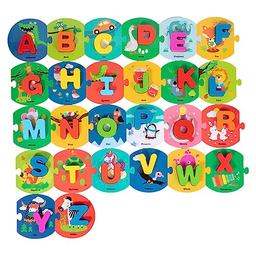 MOLUCKFU 1 Satz englisches Alphabet Kinderspielzeug ABC-Puzzle-Form Puzzle-Spielzeug Kinder Puzzle rätselbuch Kinder Buchstabenerkennungsspielzeug englisch lernspielzeug hölzern Colorful von MOLUCKFU