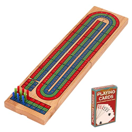 MOLUCKFU 1 Satz lustiges Cribbage-Board mitbringspiel Traditionelles Kartenspiel Schachbrett Spielbrett aus massivem Holz Krippenbrett für den Tisch Krippe mit Zubehör Tischspiele hölzern von MOLUCKFU