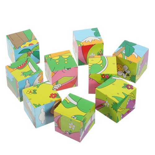 MOLUCKFU 1 Satz pädagogisches Puzzlespielzeug Blockpuzzle für Kinder Pädagogisches Lernspielzeug Kinder Puzzle rätselbuch Kinder Dino Puzzle hölzernes DIY-Puzzle Holzpuzzles für Kleinkinder von MOLUCKFU