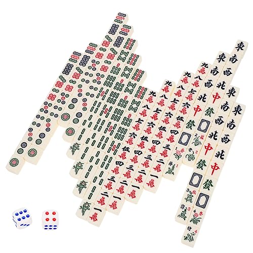 MOLUCKFU 1 Satz tragbares Mahjong Campingspiel Mini-Mahjong-Spiel Reisespielzeug Mini-Mahjong-Set Outdoor-Mahjong-Set Reisebrettspiel Chinesisches nummeriertes Mahjong Melamin Colorful von MOLUCKFU