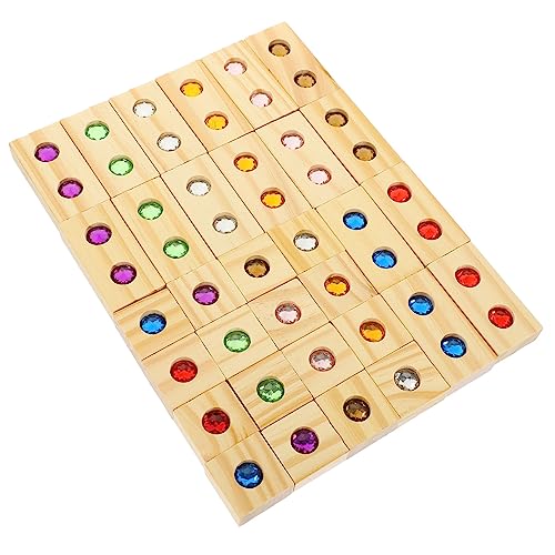 MOLUCKFU Holzstapelspielzeug 100-teiliges Lernblöcke-Spiel Edelsteine Baby-Bausteine-Set für Kleinkinder Früherziehung von MOLUCKFU