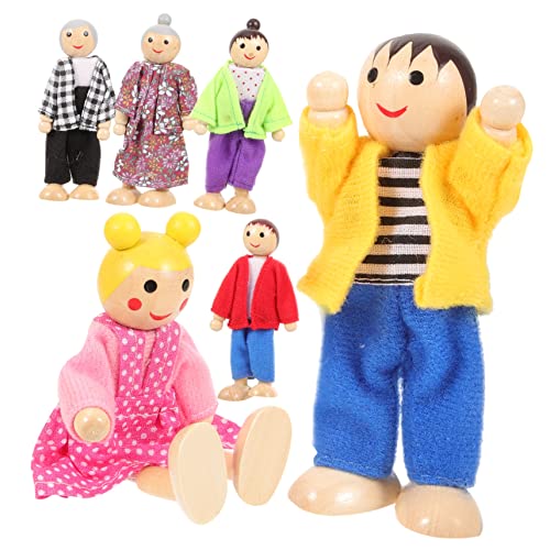 MOLUCKFU Puppenfamilie Set Holzfiguren Familie 1 Set Holzpuppen Familie Miniatur Figuren Für Bewegliche Puppen Für Kreatives Ideales Für Kleinkinder Und Vorschulkinder von MOLUCKFU