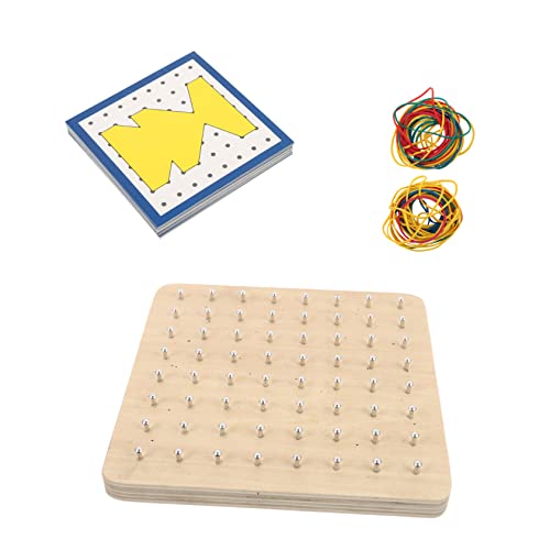 MOLUCKFU 1 Set Mathe Holzstecktafel Geoboard Puzzles Kreative Geoboard Geometrie Lernspielzeug Geoboard Spielzeug Stecktafel Kinder Mathematik Lernwerkzeuge Nagelplatte Holznagelbrett von MOLUCKFU