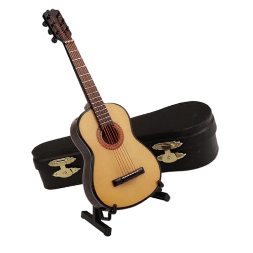 MOLUCKFU 1 Set Mini Gitarre Modell Gitarren Puppe Musikinstrument Miniatur Gitarre Puppenhaus Zubehör Gitarrenmodelle Puppenhaus Mini Gitarre Puppe Versorgung Linde von MOLUCKFU