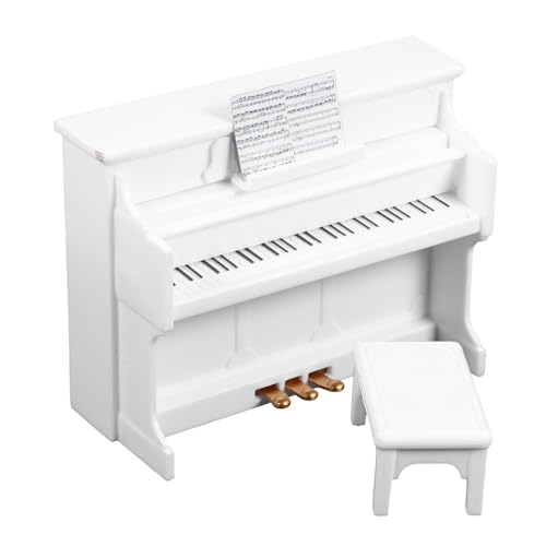 MOLUCKFU Kinder Piano 1 Set Mini Klavier Miniaturen Dekorieren Kleines Hocker Möbel Puppenhaus Klaviermodell Mini Zubehör Mini Dekoration Mini Klavier Weißer Klavier Kinder von MOLUCKFU