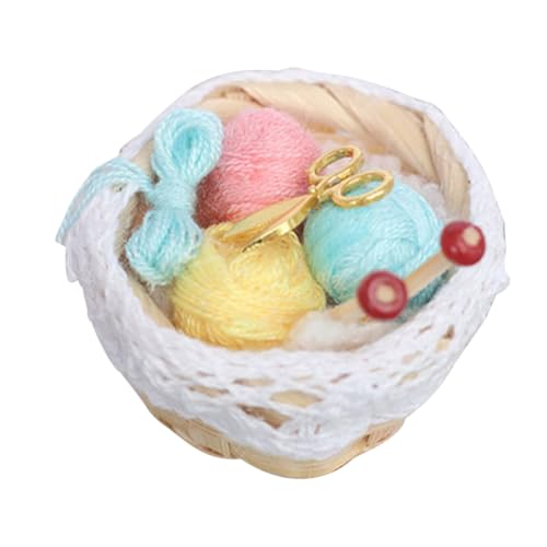 MOLUCKFU Puppenhaus Mini Strickgarn Korb Kit 1pc Blau Serie Stricken Kit Spielzeug Puppenhaus Spielzeug von MOLUCKFU