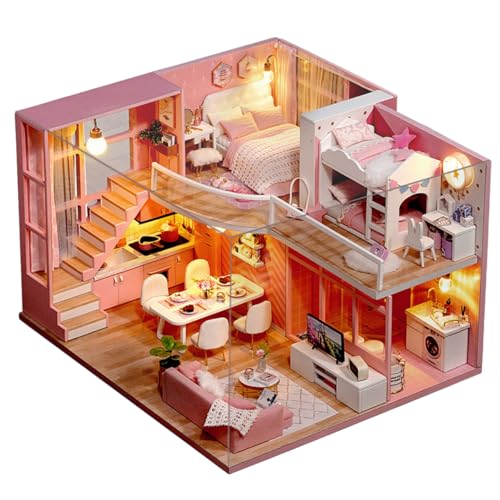 MOLUCKFU Miniatur-Wohnung Mini- -bausatz Aus Holz Kreatives Spielset Für Jungen Und Mädchen Fantasievolles Rollenspiel von MOLUCKFU