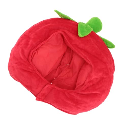 MOLUCKFU 1 Stück Tomaten Kopfbedeckung Tomaten Hut Maskerade Kostüm Kappen Weihnachten Cosplay Kopfbedeckung Cosplay Zubehör Cosplay Kostüm Hut Lustige Plüsch Tomaten Party von MOLUCKFU