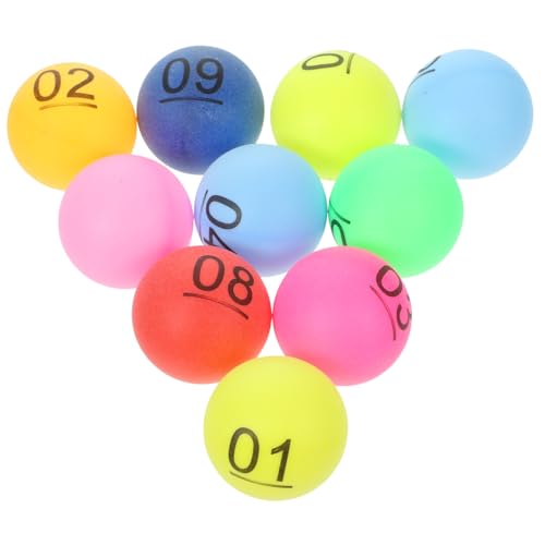 MOLUCKFU 10 Stück Farbnummernbälle, Box Mit Nummernauswahlbällen, Party Draw, Farbige Tischtennisbälle, Nummerierte Bälle, Bälle Für Party Unterhaltung, Plastikball Requisiten von MOLUCKFU