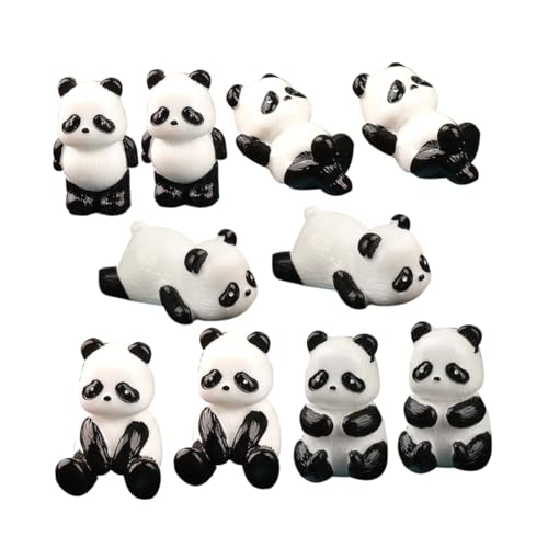 MOLUCKFU 10Pcs Panda Micro Landschaft Kleiner Panda Figur Harz Panda Model Desktop Tabletop Panda Schmücken Desktop Panda Figur Panda Figuren Gartendekorationen Innenkultur von MOLUCKFU