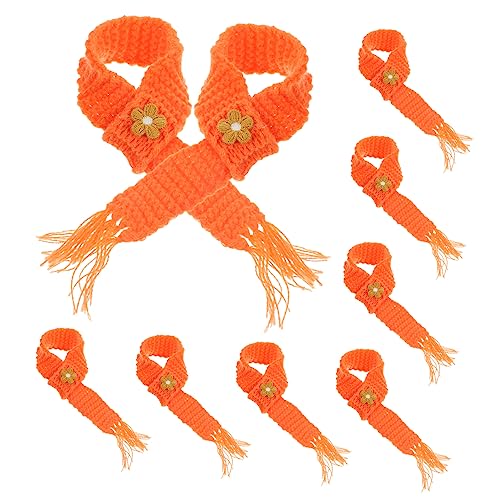 MOLUCKFU 10St Mini-Hausaccessoire Mini-Strickschal Weingläser-Schal Miniatur-Puppenhaus-Schals Hamsterschal kuschelig cutermesserser Puppenschal selber Machen Partygeschenk Baumwolle Orange von MOLUCKFU