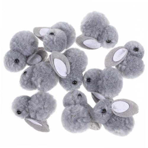 MOLUCKFU 10St Plüsch Häschen Cuddly Bunny Cute Accessories Kuscheliger, realistischer Hase aus Plüsch kleine Hasenplüschpuppe Bekleidungsversorgung Kopfschmuck zubehör selber Machen Grey von MOLUCKFU