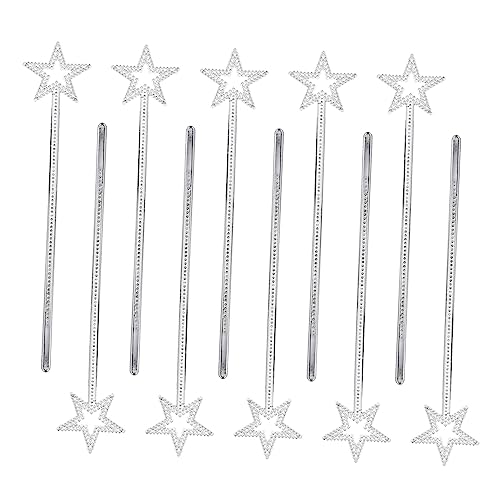 MOLUCKFU 10St kleines Mädchen Zauberstab Feenstäbe, Masse Lichterkette batteriebetrieben Fairy Wand Kinderkleider Zauberstäbe für kleine Mädchen Zauberstäbe der Blitzfee Plastik Silver von MOLUCKFU